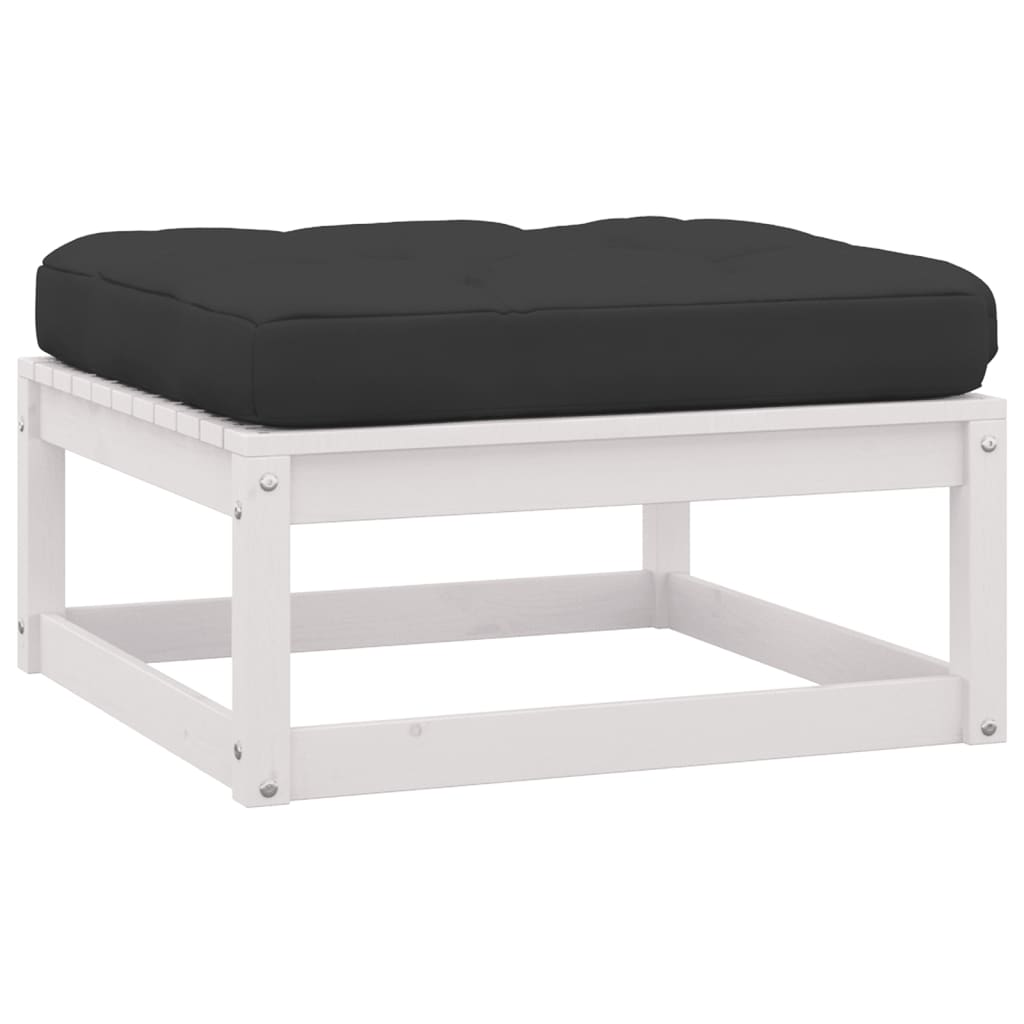 11-tlg. Garten-Lounge-Set mit Kissen Weiss Kiefer Massivholz